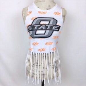 Oklahoma OSU | Tank Top Fringe Crop Shirt XS